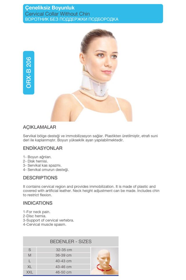 Ortopedik Çeneliksiz Boyunluk – Boyun Tutulması ve Günlük Destek (ORX®-B206)