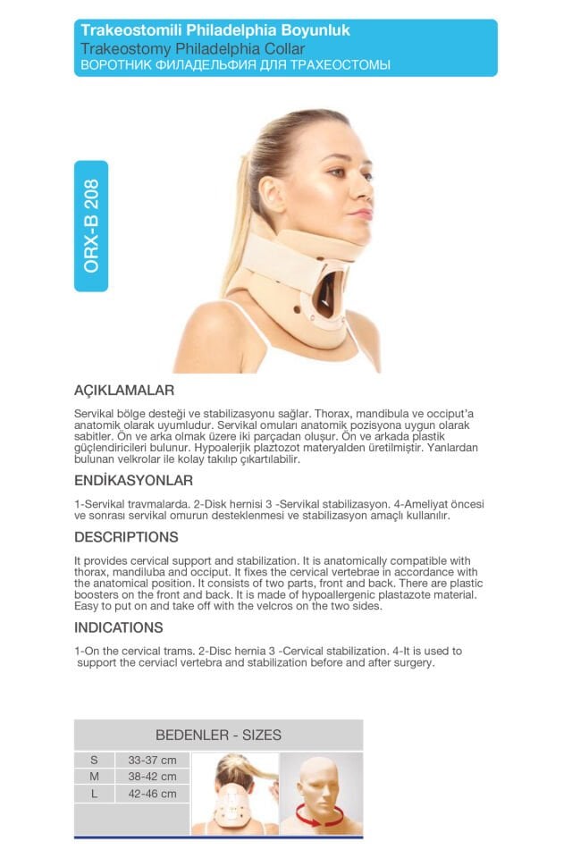 Ortopedik Trakeostomili Boyunluk – Medikal Boyun Sabitleyici Destek (ORX®-B208)