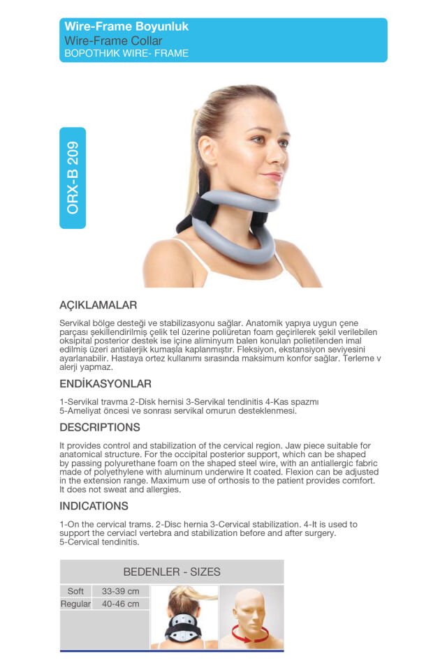 Ortopedik Wire-Frame Boyunluk – Ayarlanabilir Medikal Boyunluk (ORX®-B209)