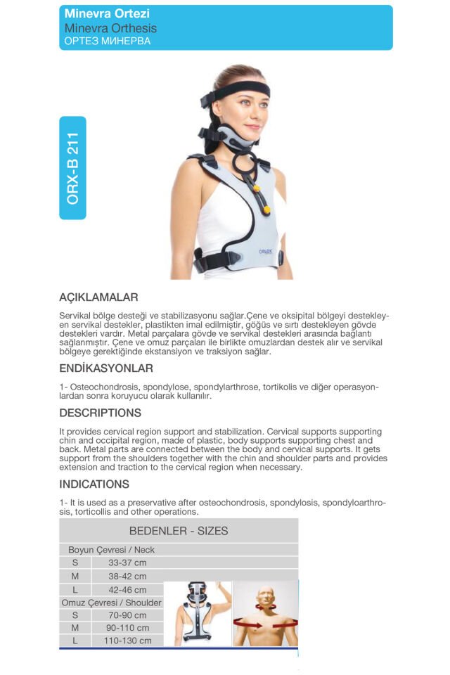 Minevra Ortezi – Boyun, Sırt ve Omurga Sabitleyici Medikal Ortez (ORX®-B211)