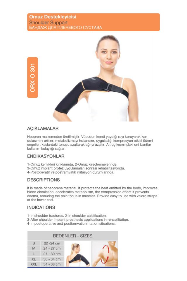 Neopren Ortopedik Omuz Destekleyicisi – Omuz Ağrısı ve Omuz Çıkığı İçin Destek (ORX®-O301)