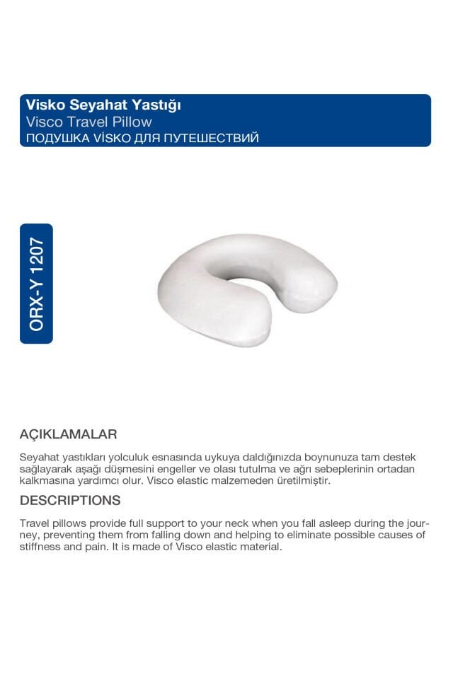 Visko Seyahat Boyun Yastığı – Yolculukta Boyun Destekleyici (31X27X7) (ORX®-Y1207)