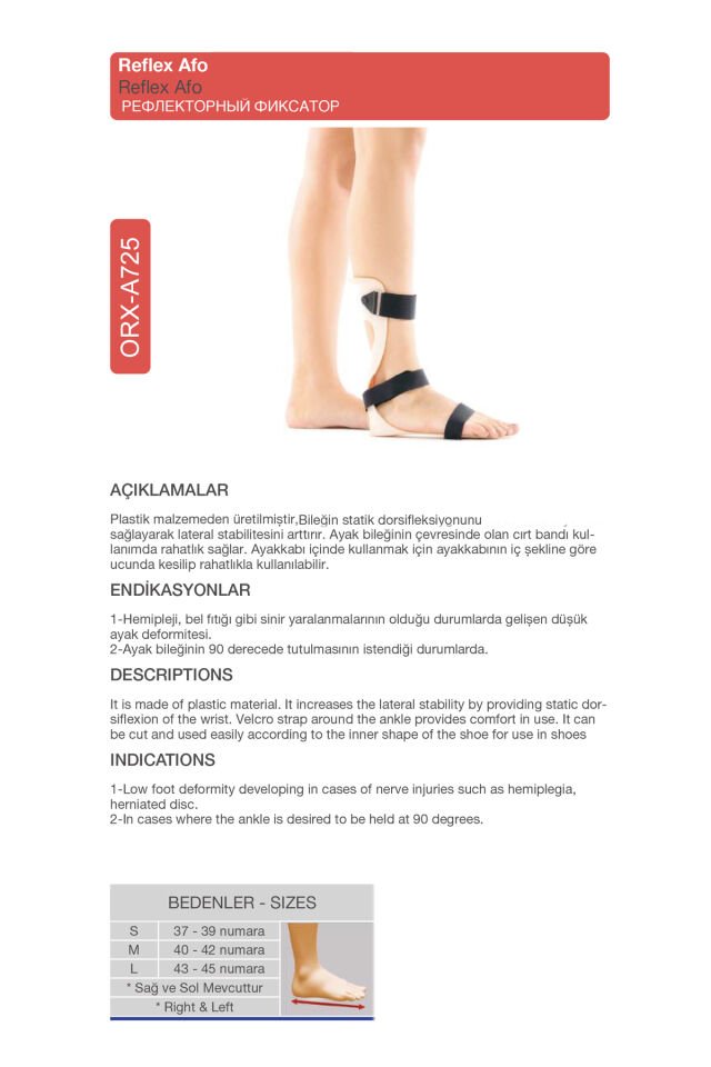 Refleks AFO – Ayak Düşmesi ve Yürüme Desteği (ORX®-A725)