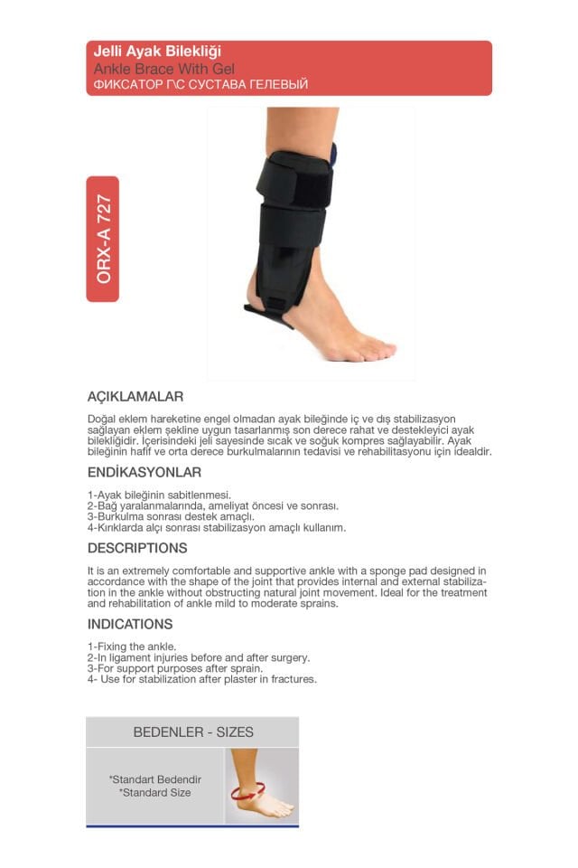 Jelli Ayak Bilekliği – Ayak Bileği Ağrısı ve Burkulma Destekleyici (ORX®-A727)