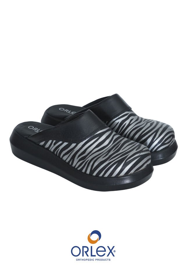 Zebra Desen Ortopedik Terlik Siyah – Günlük Kullanım, Ayak Konforu ve Ortopedik Destek (ORX®-ORTO1001)