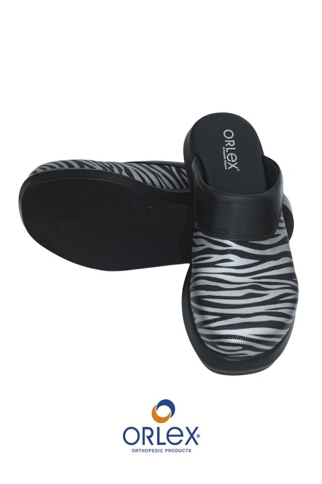 Zebra Desen Ortopedik Terlik Siyah – Günlük Kullanım, Ayak Konforu ve Ortopedik Destek (ORX®-ORTO1001)
