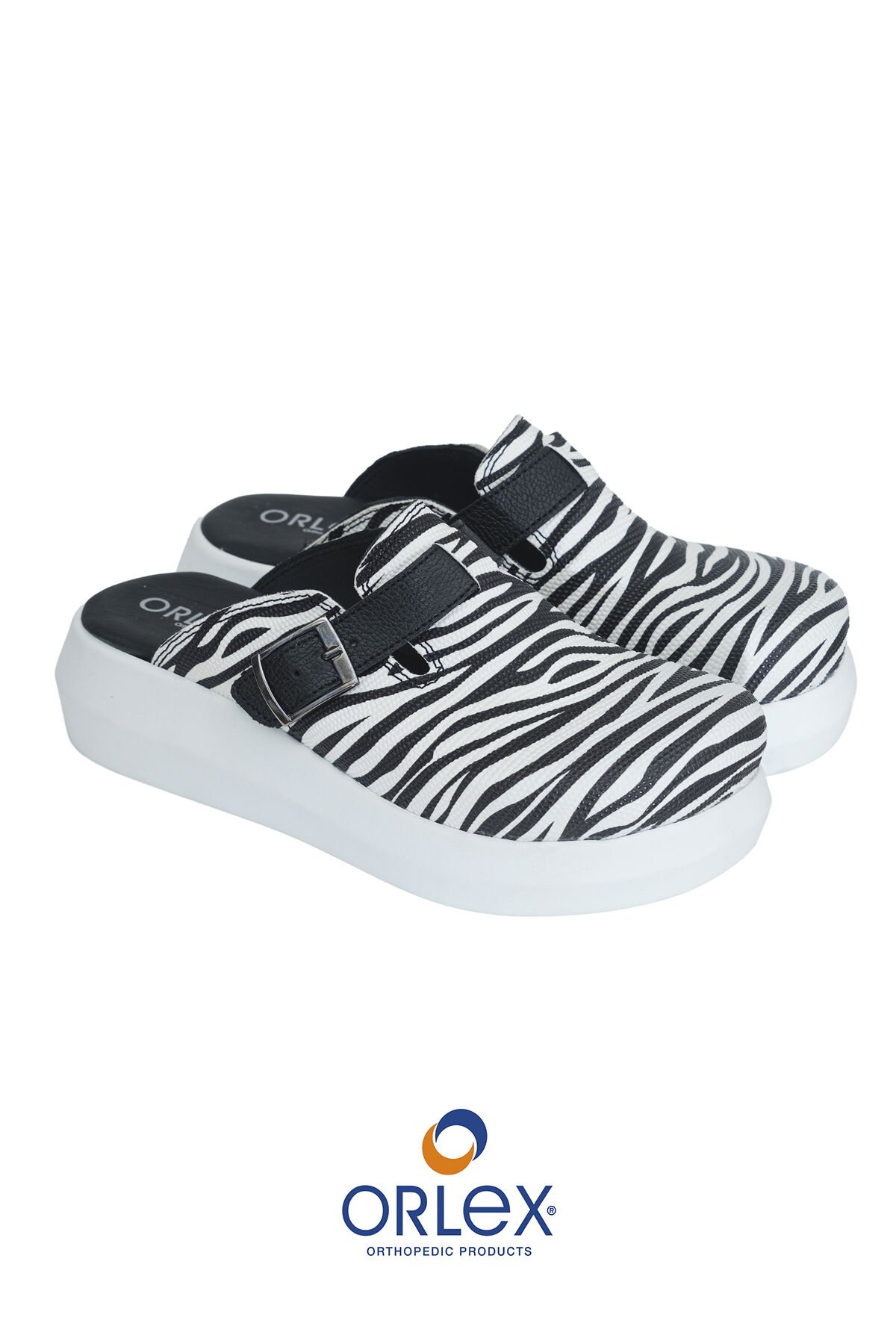 Zebra Desen Ortopedik Terlik Beyaz – Günlük Kullanım, Ayak Konforu ve Ortopedik Destek (ORX®-ORTO1002)
