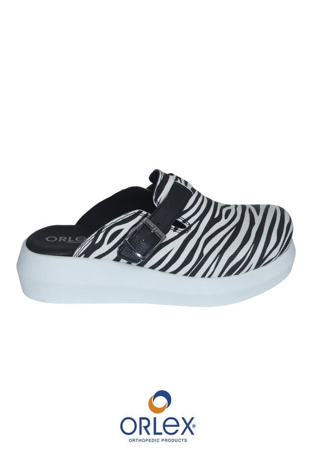 Zebra Desen Ortopedik Terlik Beyaz – Günlük Kullanım, Ayak Konforu ve Ortopedik Destek (ORX®-ORTO1002)