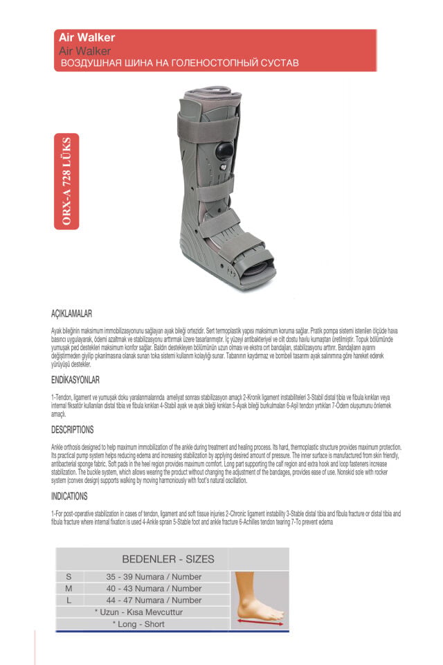 Havalı Yürüme Botu (Airwalker) – Maksimum Ayak ve Bilek Sabitleme (ORX®-A728UZUNLÜKS)