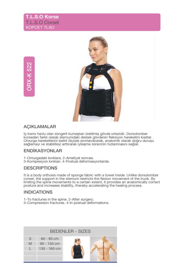 T.L.S.O. Korse – Skolyoz ve Kifoz İçin Omurga Sabitleyici Korse (ORX®-K522)