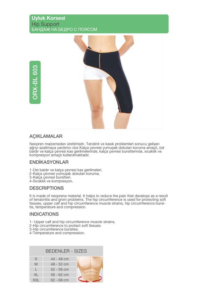 Neopren Uyluk Korsesi – Uyluk Kasları ve Sporcu Desteği (ORX®-BL603)