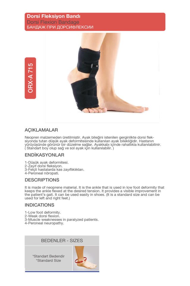 Neopren Dorsi Fleksiyon Bandı – Ayak Düşmesi ve Yürüme Desteği (ORX®-A715)