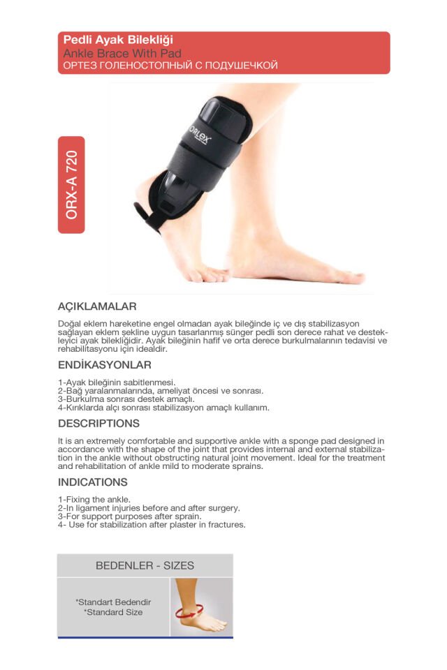 Pedli Ayak Bilekliği – Darbe Emici ve Koruyucu Ayak Bileği Desteği (ORX®-A720)