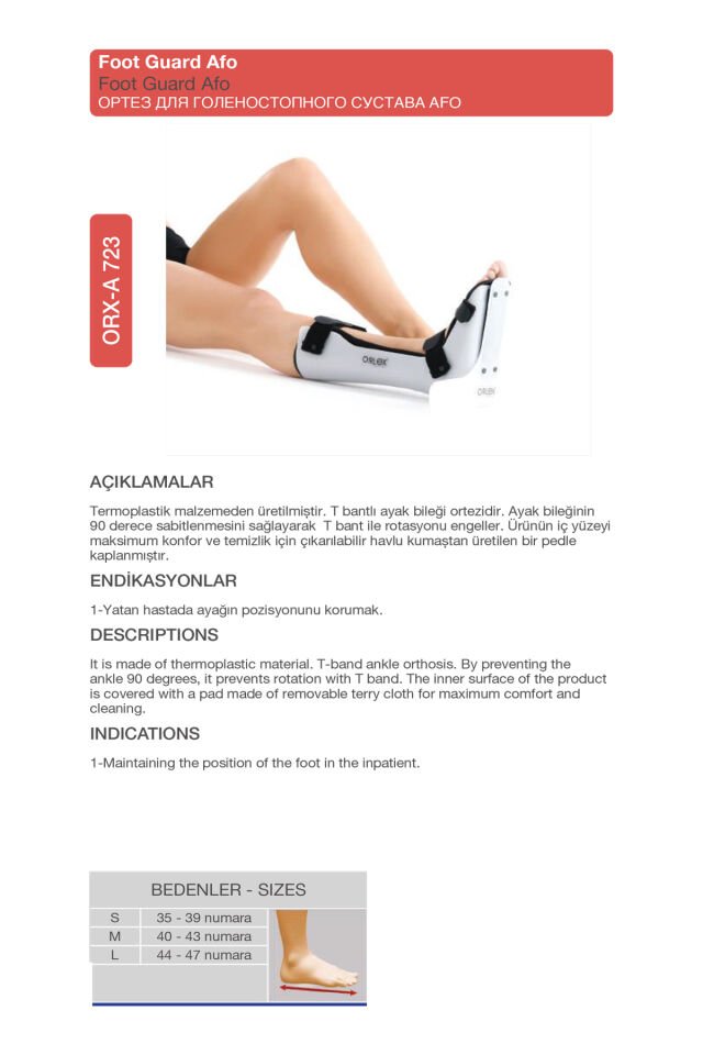 Foot Guard AFO – Ayak Sabitleme İçin Ortopedik Ayak Ortezi (ORX®-A723)