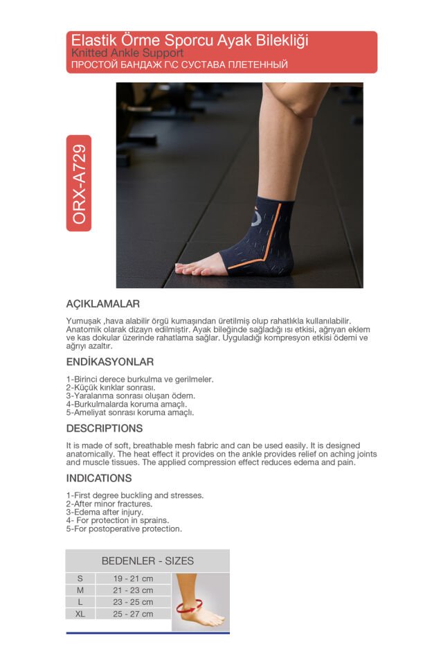 Elastik Örme Sporcu Ayak Bilekliği – Burkulma Önleyici Sporcu Desteği (ORX®-A729)
