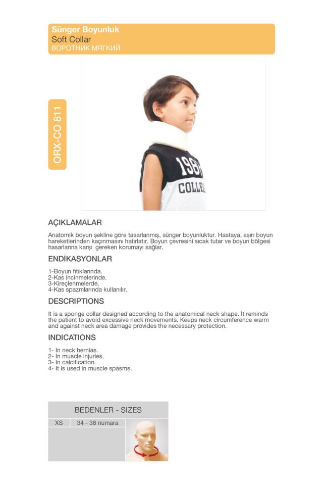 Çocuk Ortopedik Sünger Boyunluk – Boyun Destekleyici ve Hafif Koruma (ORX®-CO811)
