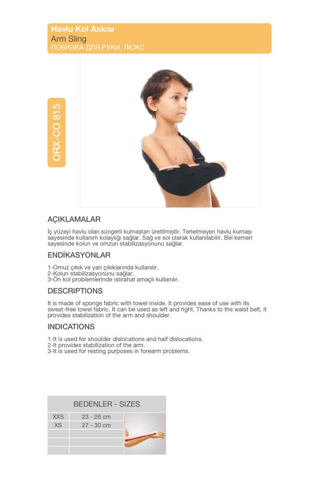 Çocuk Havlu Kol Askısı – Yumuşak Dokulu Kol ve Omuz Desteği (ORX®-CO815)