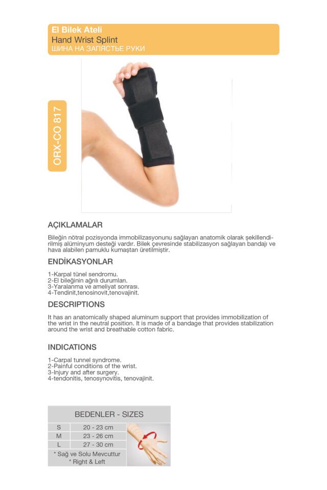 Çocuk El Bilek Ateli (Çift Taraflı) – Günlük ve Medikal Bilek Desteği (ORX®-CO817)